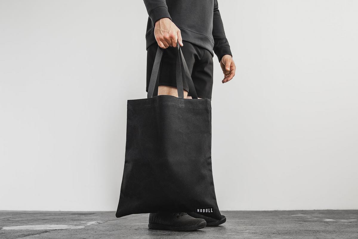 Nobull Waxed Canvas Tote Men's Bags Black | Australia (UQ9308)